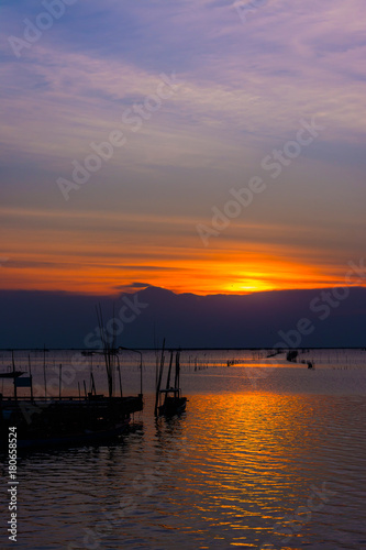 Fototapeta Naklejka Na Ścianę i Meble -  Fishing port in twilight time , Thailand