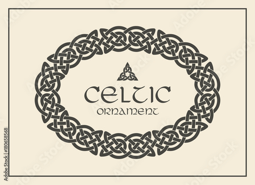 Celtic knot braided frame border ornament. A4 size
