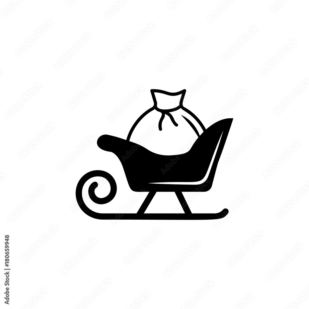 santa claus sleigh with bag christmas icon. Simple Christmas, New Year icon. Can be used as web element, playing design icon santa claus sleigh with bag christmas icon. Simple Christmas, New Year icon. Can be used as web element, playing design icon