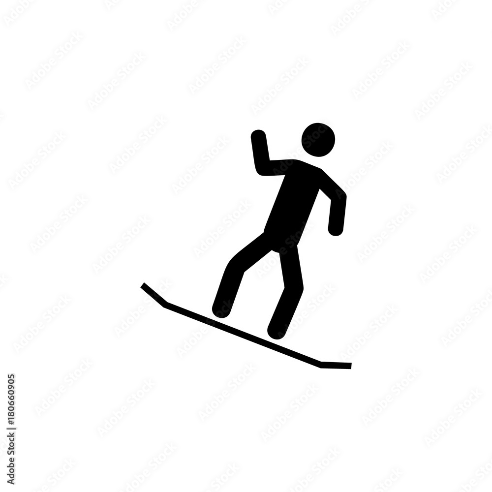 Snowboarder icon. Simple winter games icon. Can be used as web element, playing design icon