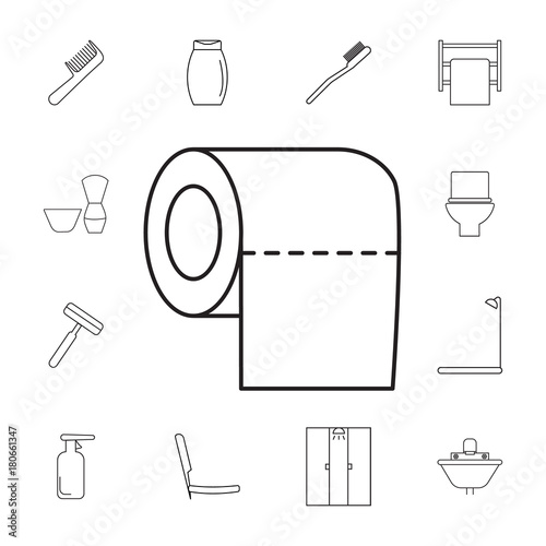 toilet tissue paper roll icon. Set of bathroom icons. Signs, outline symbols collection, simple thin line icons for websites, web design, mobile app, info graphics