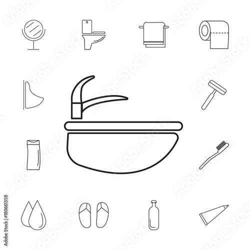 Sink icon. Set of bathroom icons. Signs, outline symbols collection, simple thin line icons for websites, web design, mobile app, info graphics