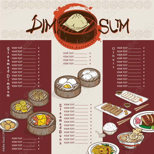 menu dim sum chinese food restaurant template design