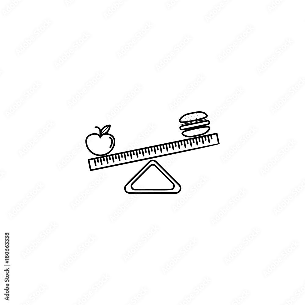 Scales balance fast food and healthy nutrition Vector Image