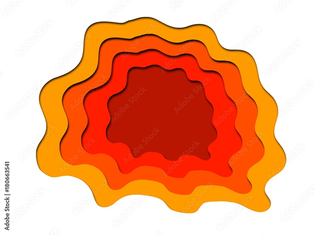 yellow and orange paper art cut shapes art design vector illustration
