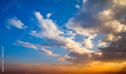 Beautiful view of sunset with colorful sky background,Thailand