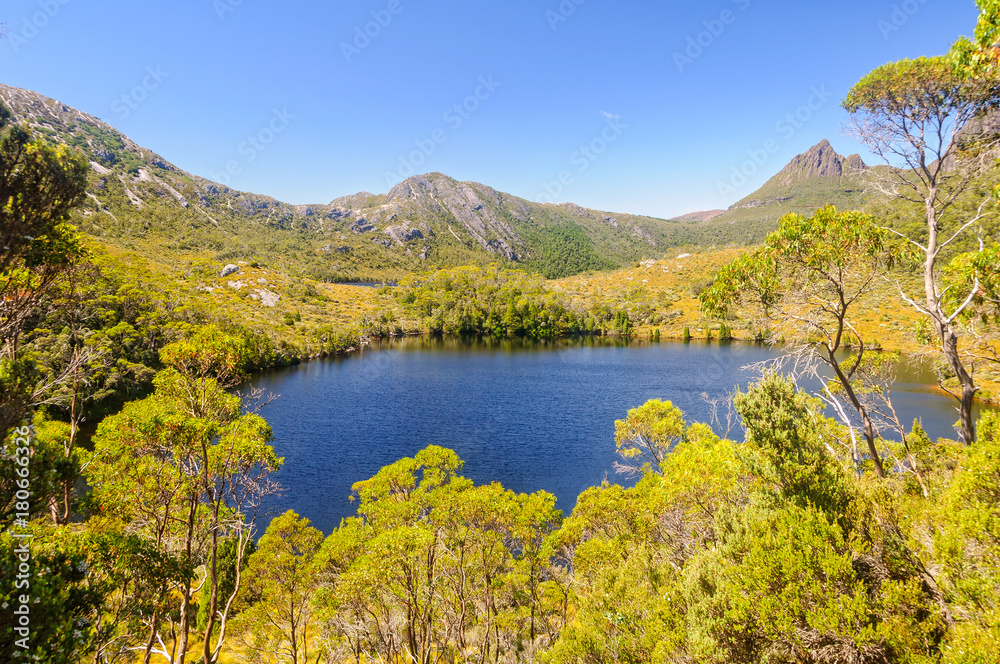 The beautiful Lake Lilla on a sunny day in the Cradle Mountain-Lake St Clair National Park - Tasmania, Australia The beautiful Lake Lilla on a sunny day in the Cradle Mountain-Lake St Clair National Park - Tasmania, Australia
