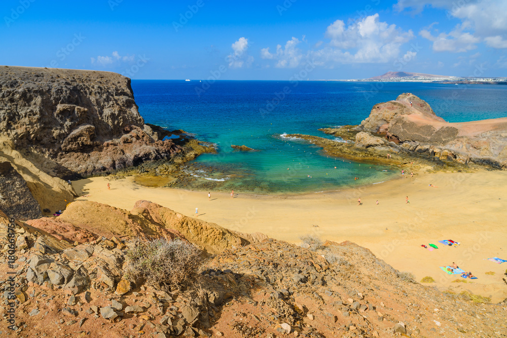Incredible views of the beach of Papagayo. Lanzarote. Canary Islands. Spain