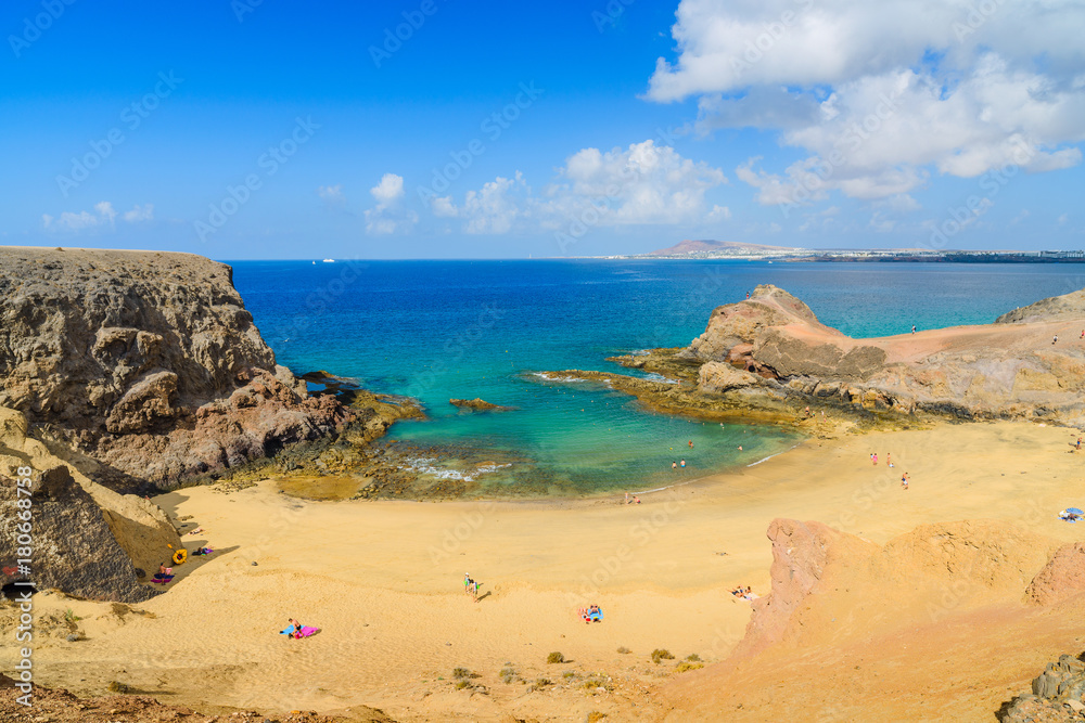 Incredible views of the beach of Papagayo. Lanzarote. Canary Islands. Spain