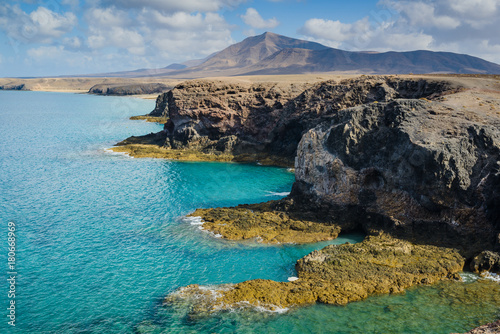 Stunning views of the coast of Papagayo. Lanzarote. Canary Islands. Spain