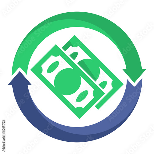 logo icon / illustration for refund, payment transaction, money flow, cash flow & passive income