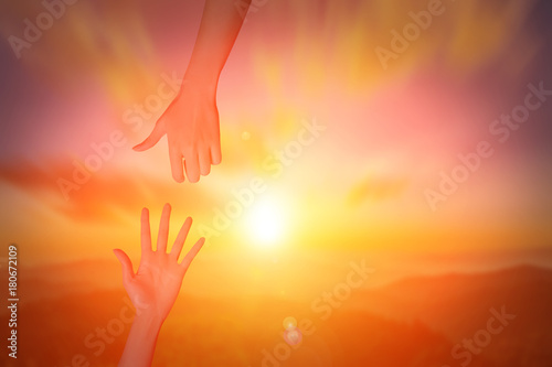 silhouette of hands help and hope concept, helping hands, couple hands