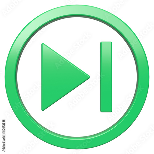 Play next icon. Green round 3d button with frame