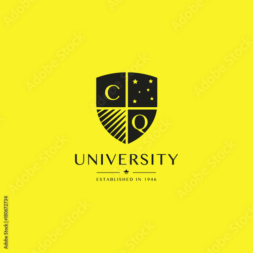 Letters C & Q. University or college logo on shield shape.