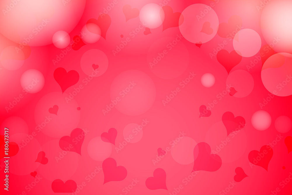 Happy Valentine's Day hearts bokeh blurred on a red pink background sale card. Vector illustration EPS 10 Happy Valentine's Day hearts bokeh blurred on a red pink background sale card. Vector illustration EPS 10