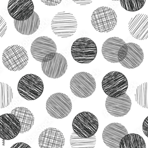 Seamless pattern with hatched circles