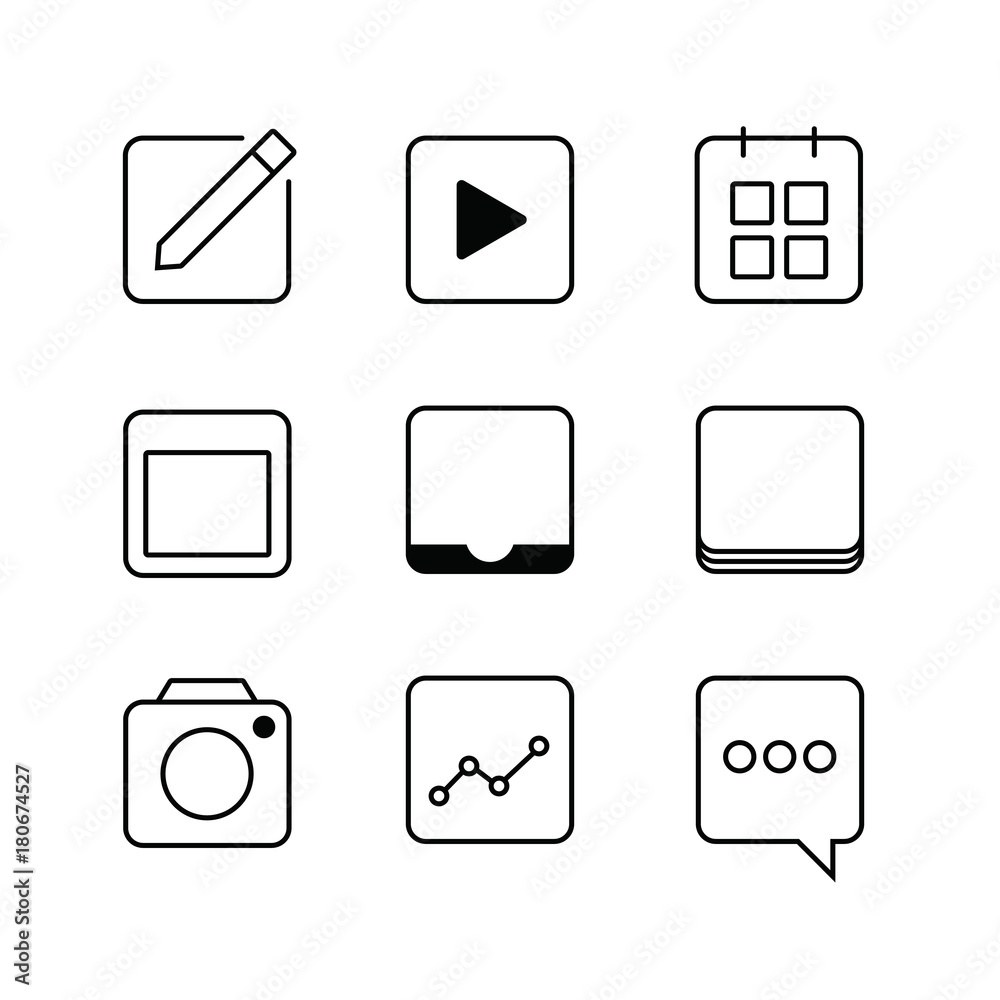 Linear square simple icon with different style Linear square simple icon with different style