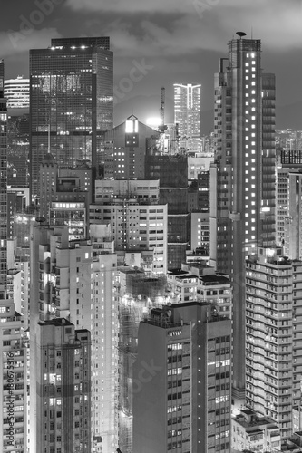high rise buildings in Hong Kong city at night