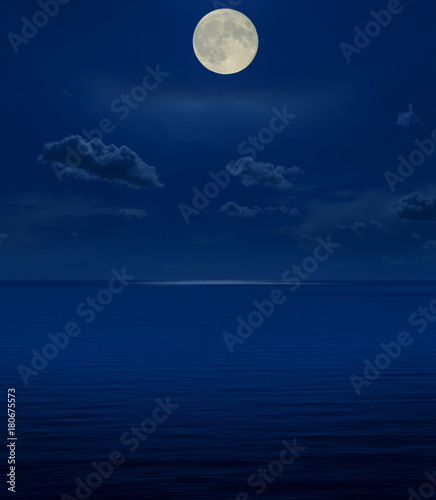full moon in night over sea