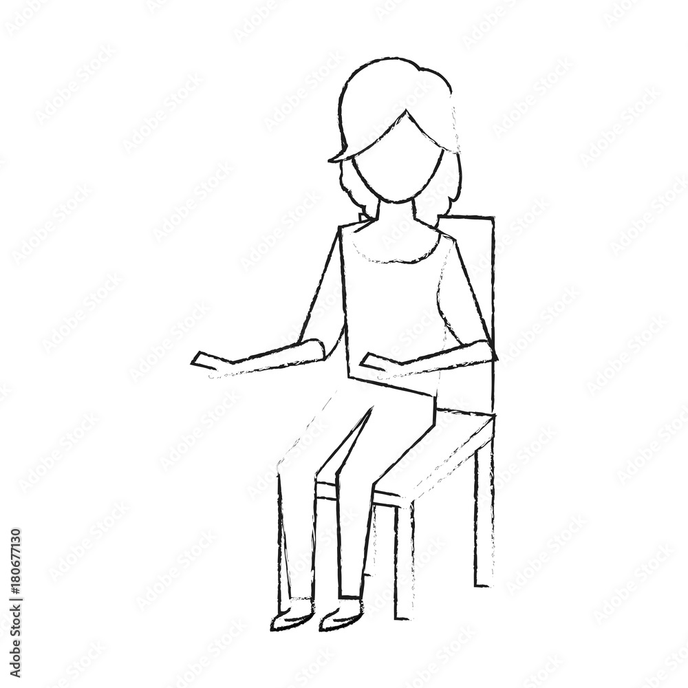 Young woman sitting on chair icon vector illustration graphic design