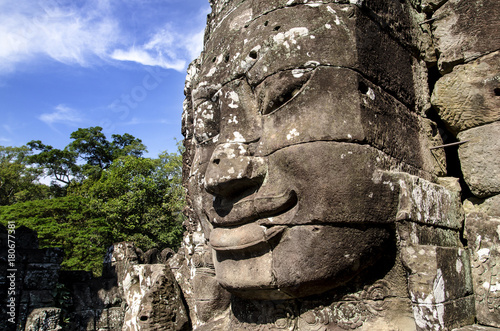 Face of giant, Stone head at Bayon Castle in Angkor Thom ,SIEM REAP,CAMBODIA.