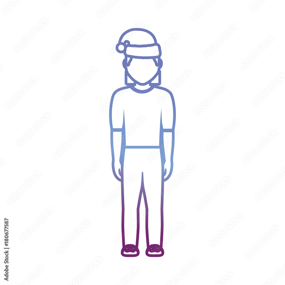 man standing with christmas hat icon over white background vector illustration man standing with christmas hat icon over white background vector illustration