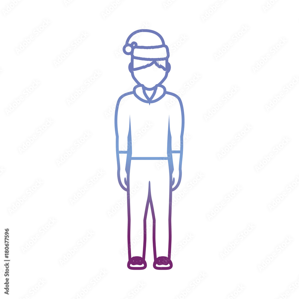 man standing with christmas hat icon over white background vector illustration man standing with christmas hat icon over white background vector illustration