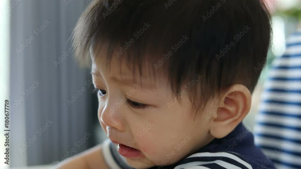 slow motion baby boy crying, unhappy feeling slow motion baby boy crying, unhappy feeling