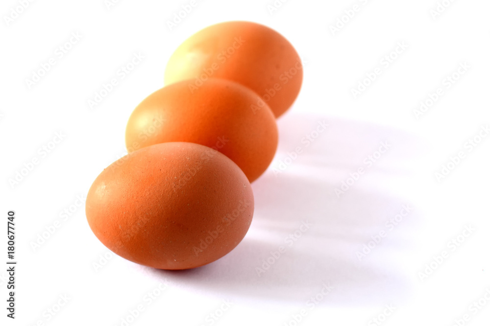 Three eggs on a white background Three eggs on a white background