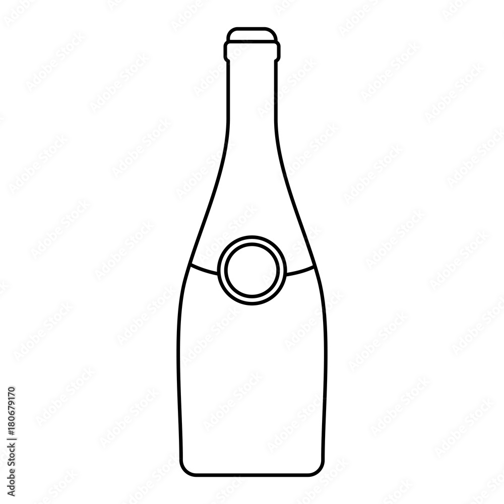 flat line uncolored bottle of champagne over white background vector illustration flat line uncolored bottle of champagne over white background vector illustration
