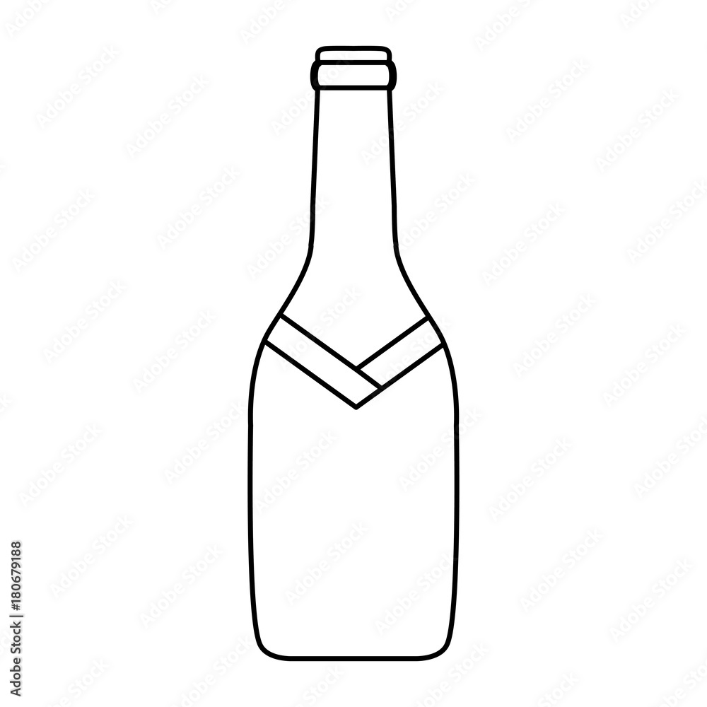flat line uncolored bottle of champagne over white background vector illustration flat line uncolored bottle of champagne over white background vector illustration