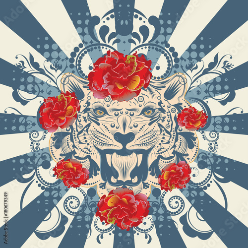 Fototapeta Naklejka Na Ścianę i Meble -  Ornamental Tiger Portrait