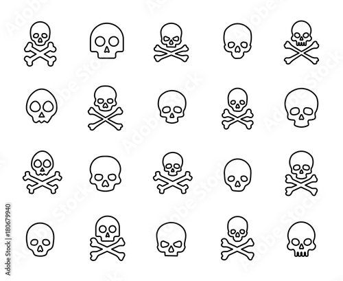Simple collection of death related line icons