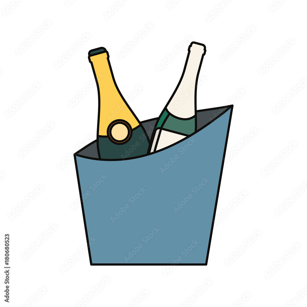 bucket with champagne bottles icon over white background vector illustration bucket with champagne bottles icon over white background vector illustration