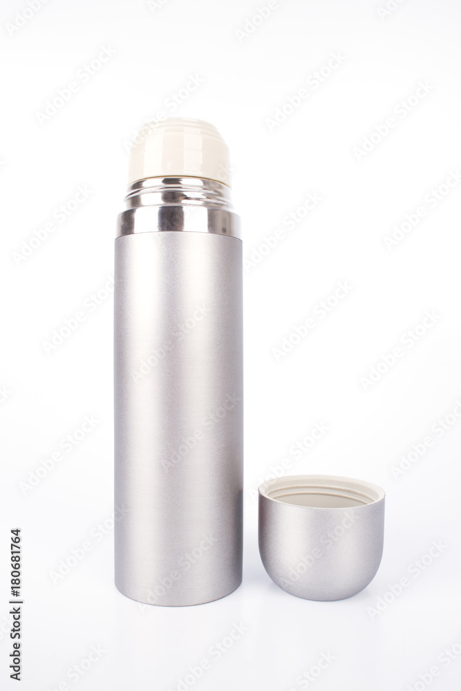 Metal thermos flask isolated on white background Metal thermos flask isolated on white background