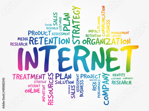 Internet word cloud collage  business concept background
