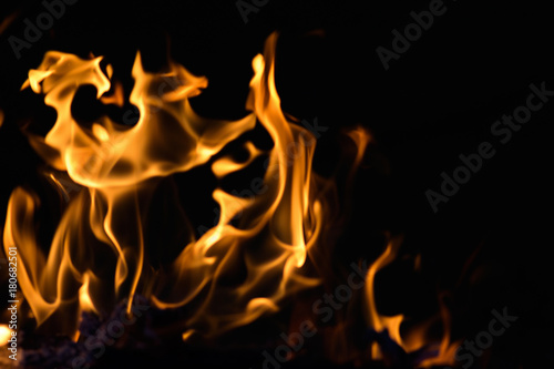 Fire flames on dark background