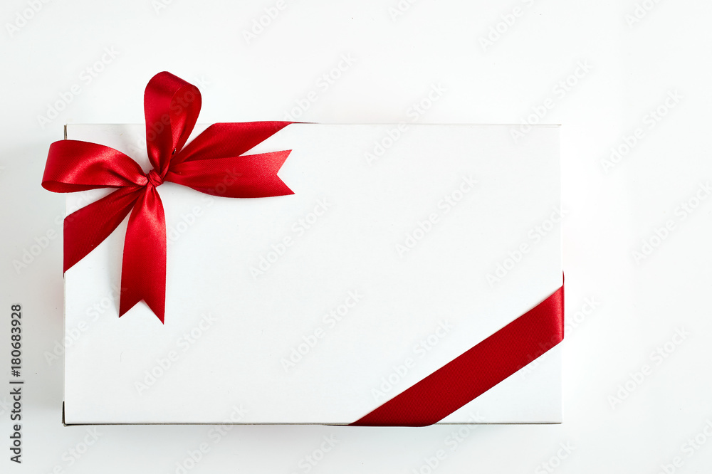 Red ribbon bow on white background. Red ribbon bow on white background.
