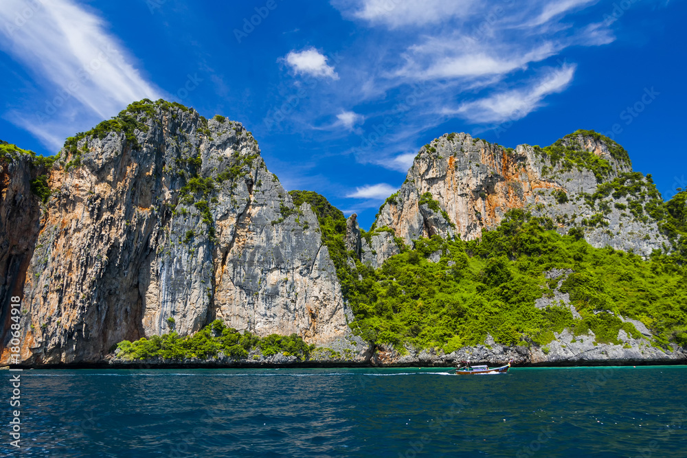 A view of Phi Phi Island from the sea A view of Phi Phi Island from the sea