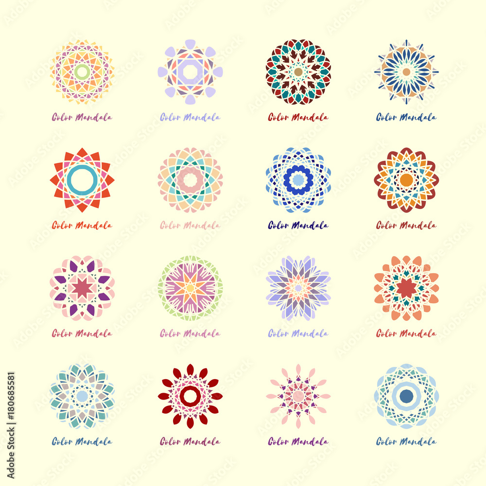 Vector Geometric Mandalas Symbols Set