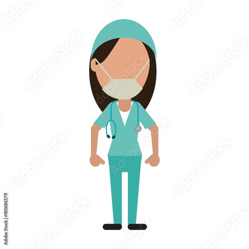 Woman surgeon avatar faceless icon vector illustration graphic design