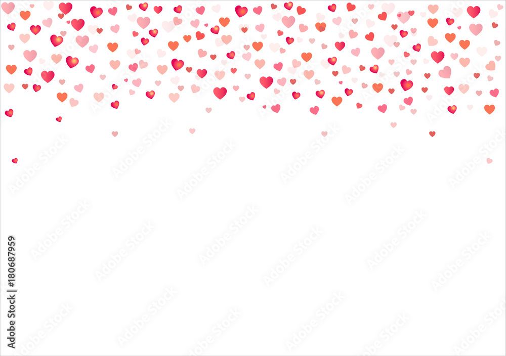 Romantic background of flying hearts. Valentine's Day