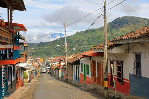 Colorful houses in colonial city Jardin, Antoquia, Colombia, South America © reisegraf