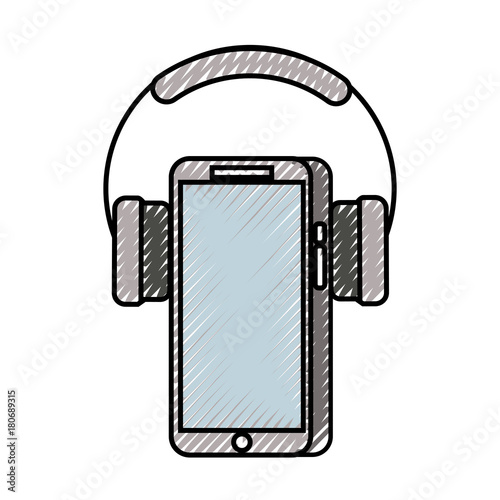 mobile phone and headphones gadget technology vector illustration
