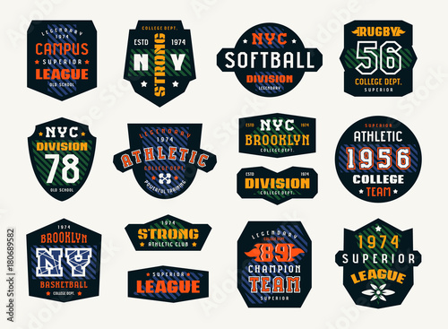 Set of emblems and patches in sport style