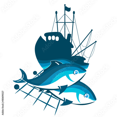 Silhouette of fishing trawler