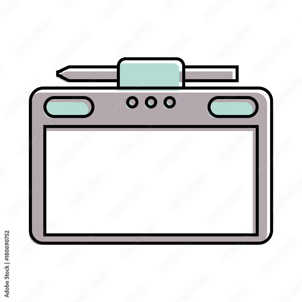 graphic tablet with pen digital work equipment gadget digital vector illustration graphic tablet with pen digital work equipment gadget digital vector illustration