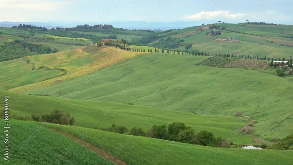 Tuscany panorama with farmland hill fields in Italy, Europe, 4k
Tuscany panorama with farmland hill fields in Italy, Europe, 4k
