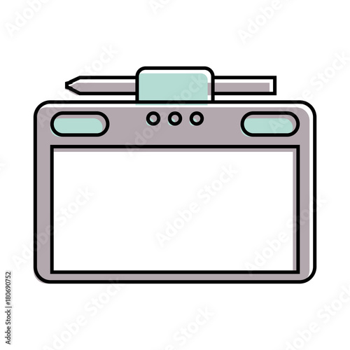 graphic tablet with pen digital work equipment gadget digital vector illustration