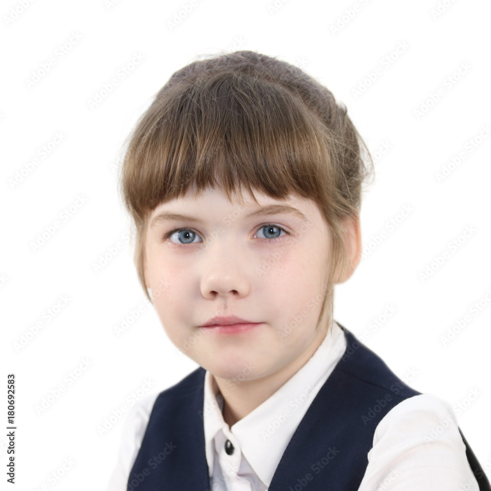 Portrait of pretty schoolgirl in uniform isolated on white background Portrait of pretty schoolgirl in uniform isolated on white background